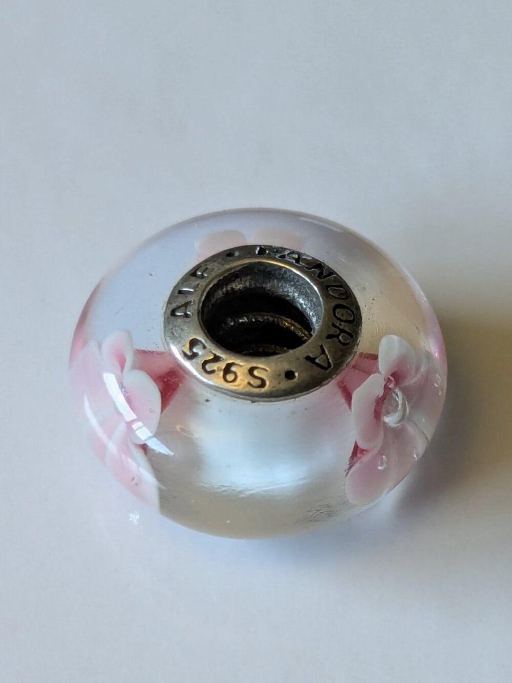 Pandora Cherry Blossom Murano Glass Charm Sterling Silver (Retired) - Picture 2 of 5